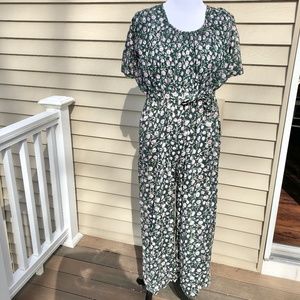 Darian Petite Vintage Green Floral Jumpsuit